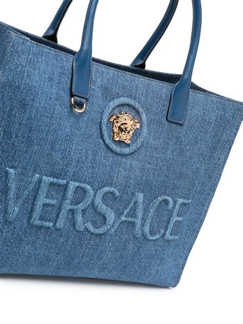 versace bookbag|versace denim tote bag.